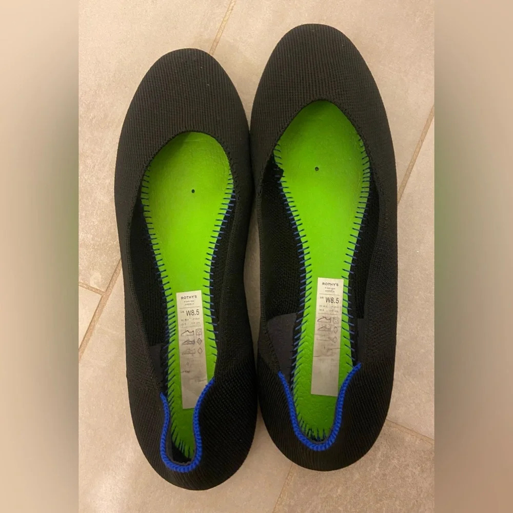 Rothy's Round Toe Flats Black Size 8.5 - Picture 2 of 6